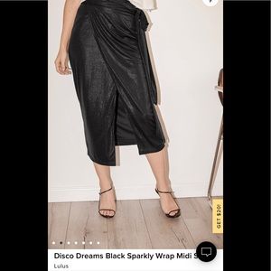 Lulus Disco Dream Black Sparkly Wrap Skirt - Large - Great New Year’s Eve Piece!